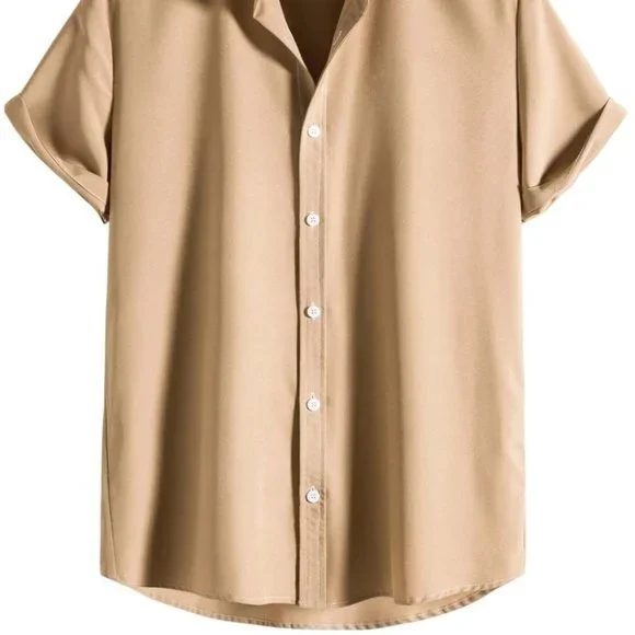 Casual Khaki Men's Leopard Print Shirt - Picture 2 of 8